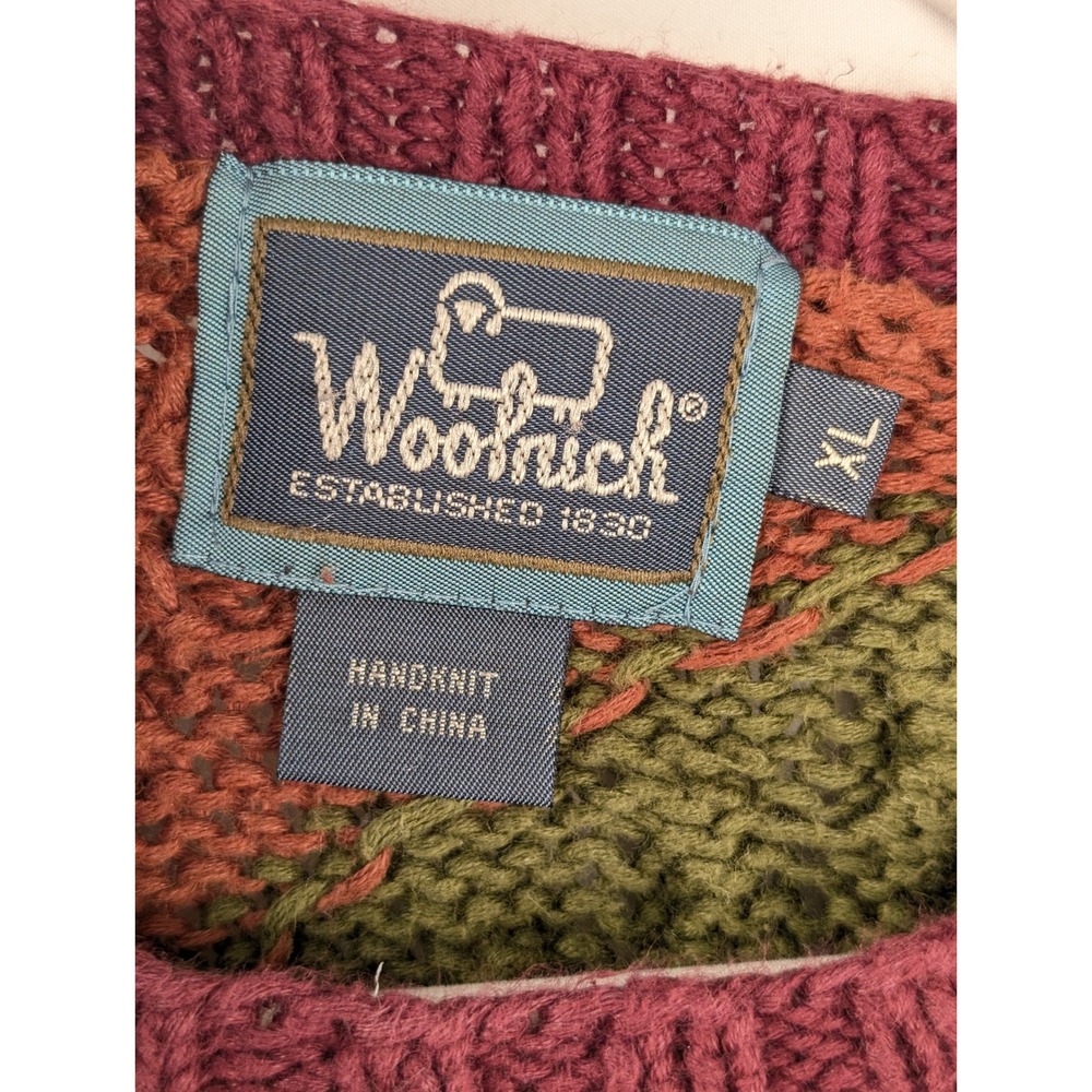Vintage Y2K Woolrich Handknit Patchwork Sweater Sz XL Colorblock Grunge Grandpa‎ - Picture 6 of 9